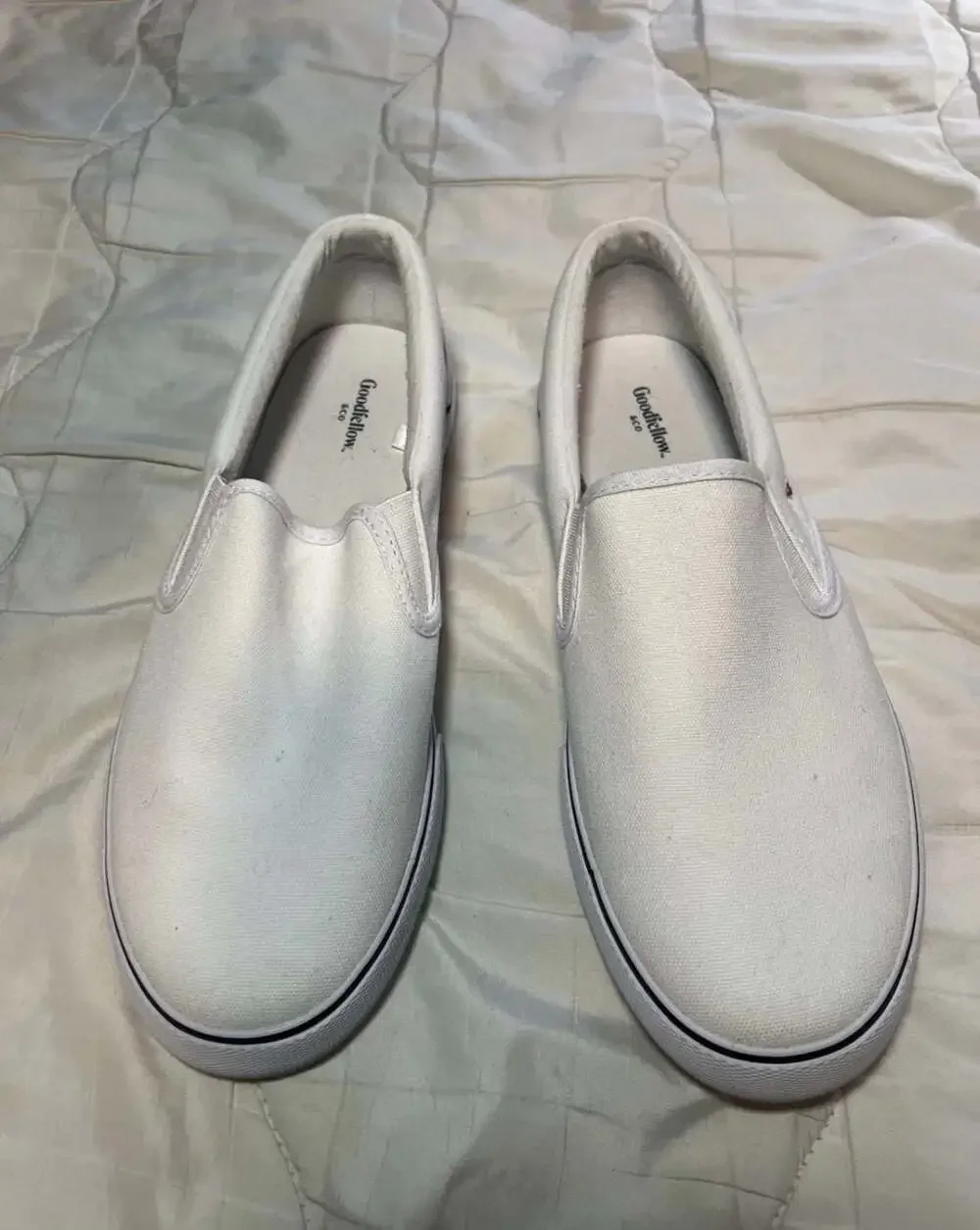 Goodfellow & Co. Phillip Men's White Canvas Twin Gore Slip-On Sneakers